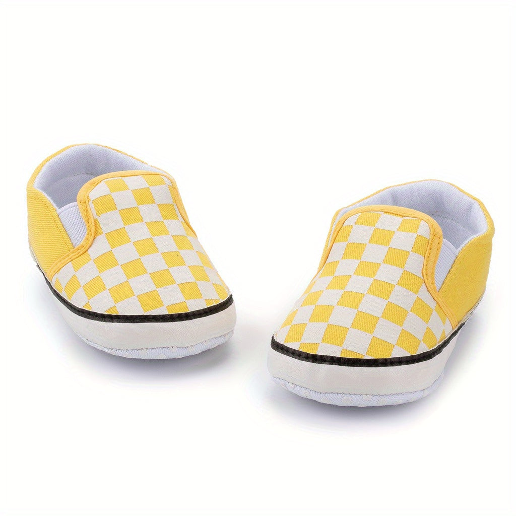 Toddler Baby Sneakers Soft Sole Non-slip Checkerboard Canvas Shoes First Walkers Crib Shoes Girls And Boys