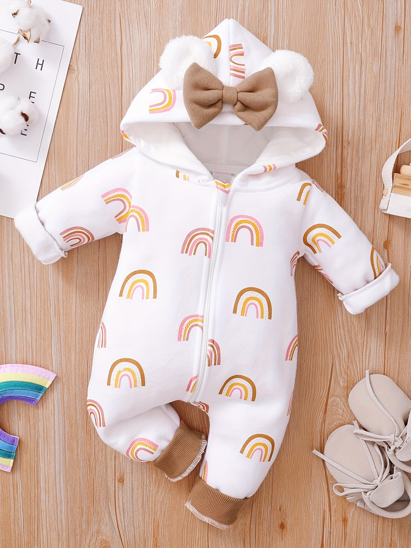 Adorable Heart-Patterned Baby Jumpsuit - Perfect for Winter Warmth!