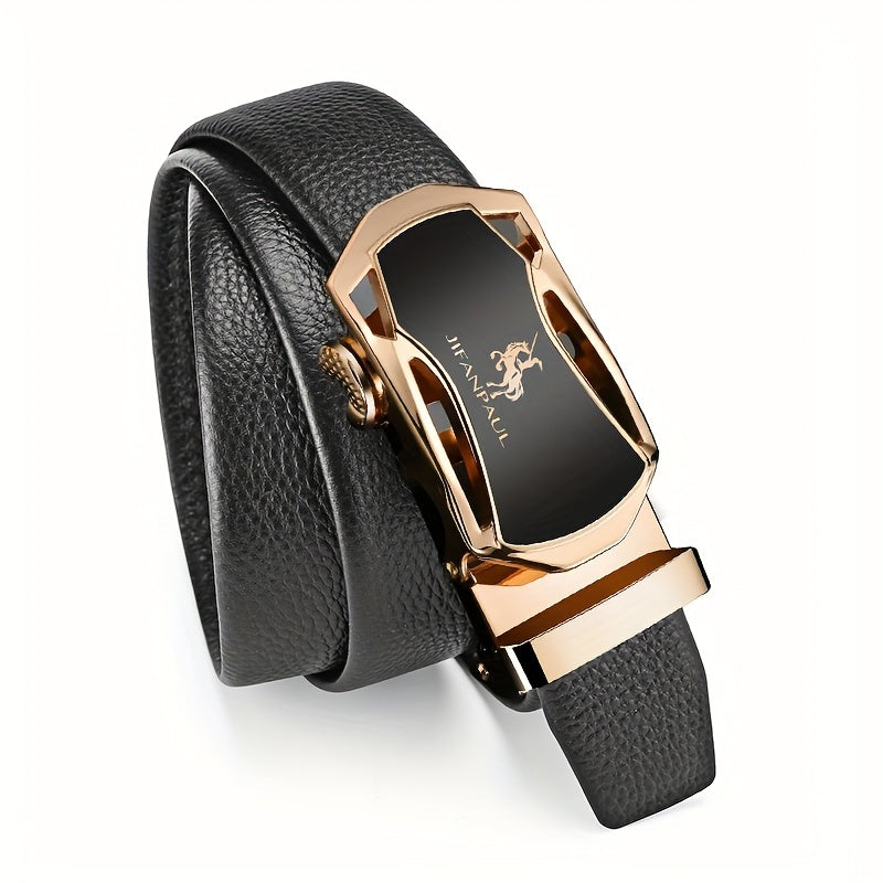 1pc Men's Fashion PU Automatic Buckle Belt For Wedding Daily (Without Gift Box)