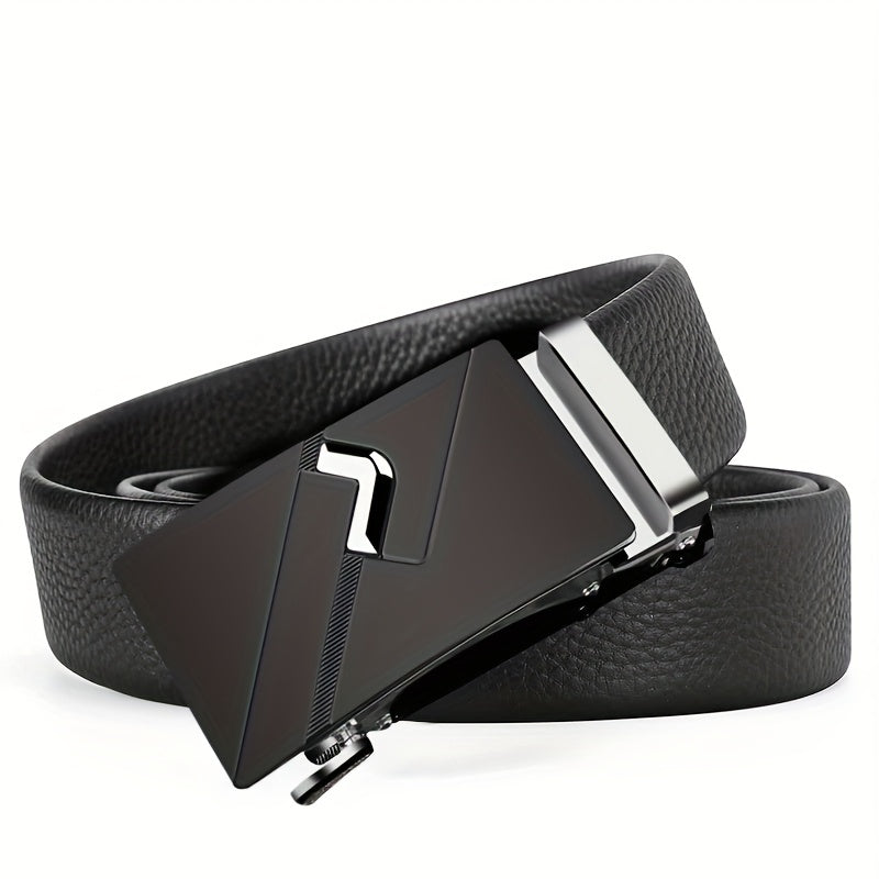 Men's Automatic Buckle Belt PU Leather Belt Business Suit Waist Strap (without Gift Box)