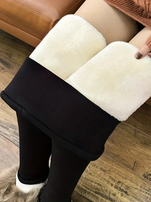 Cozy Plush-Lined Leggings for Women - High-Waisted, Stretchy, and Comfortable