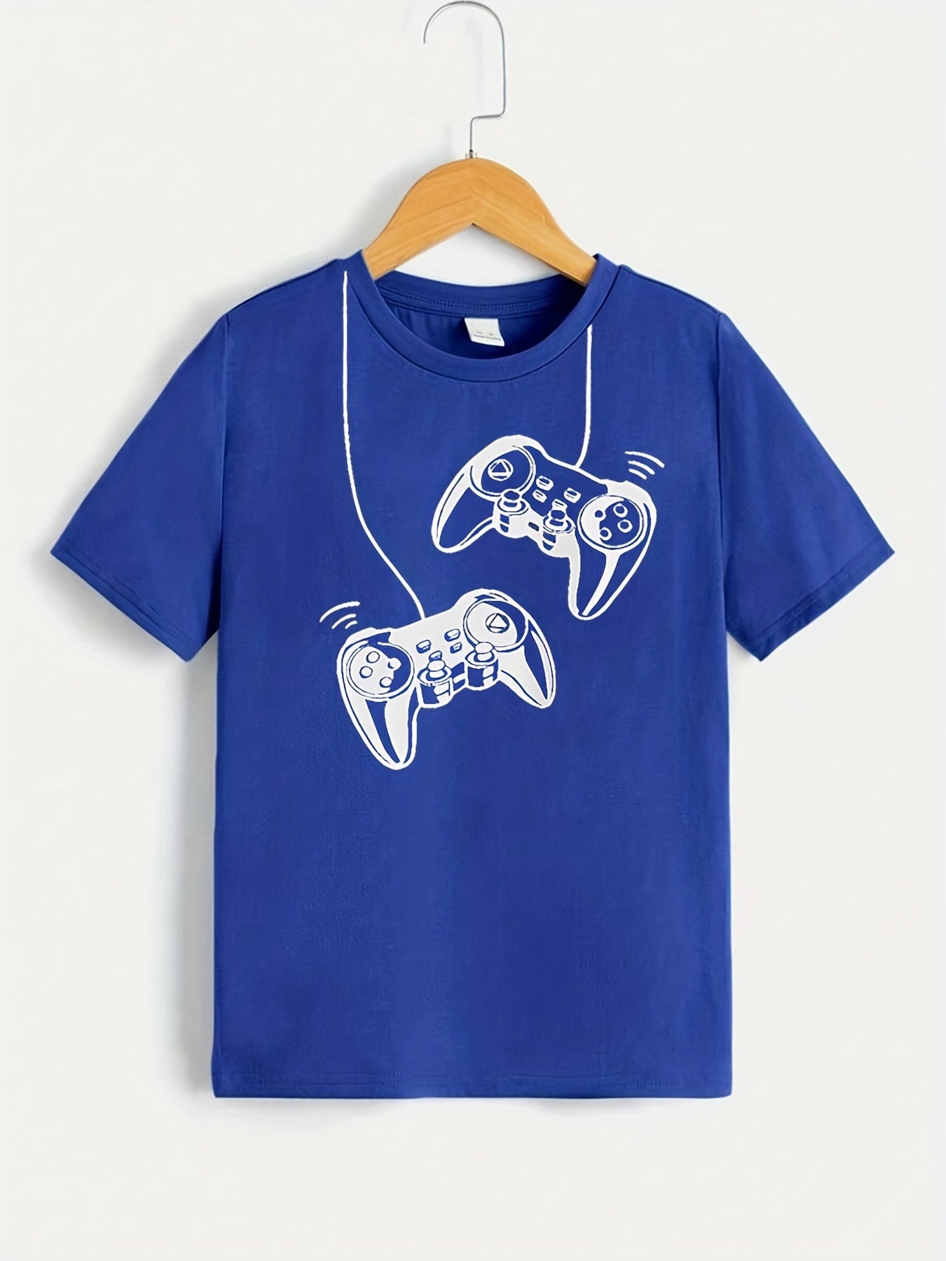 Trendy Gamepad Print Boys Creative T-shirt, Casual Lightweight Comfy Short Sleeve Tee Tops, Kids Clothes For Summer