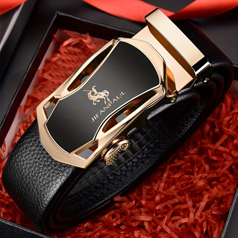 1pc Men's Fashion PU Automatic Buckle Belt For Wedding Daily (Without Gift Box)