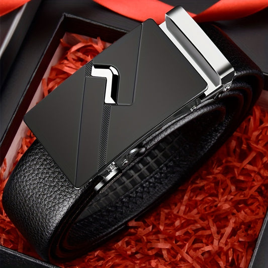 Men's Automatic Buckle Belt PU Leather Belt Business Suit Waist Strap (without Gift Box)