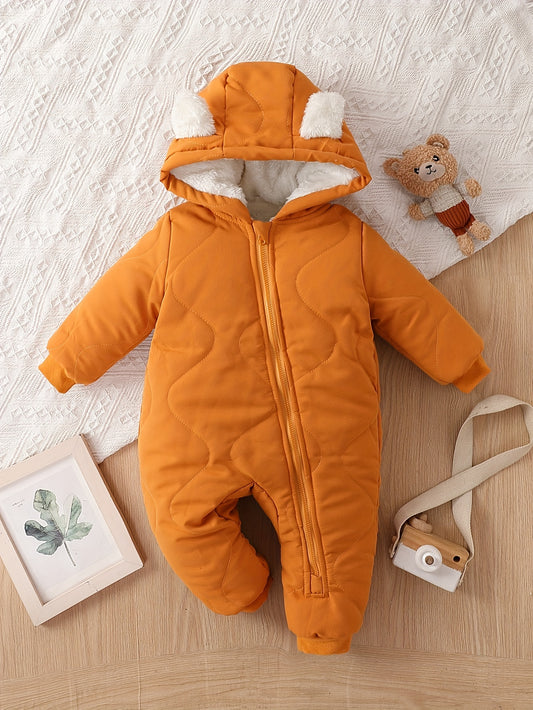 Infant Hooded Thick Romper Long Sleeve Zipper Thermal Jumpsuit, Babies & Kids Coat