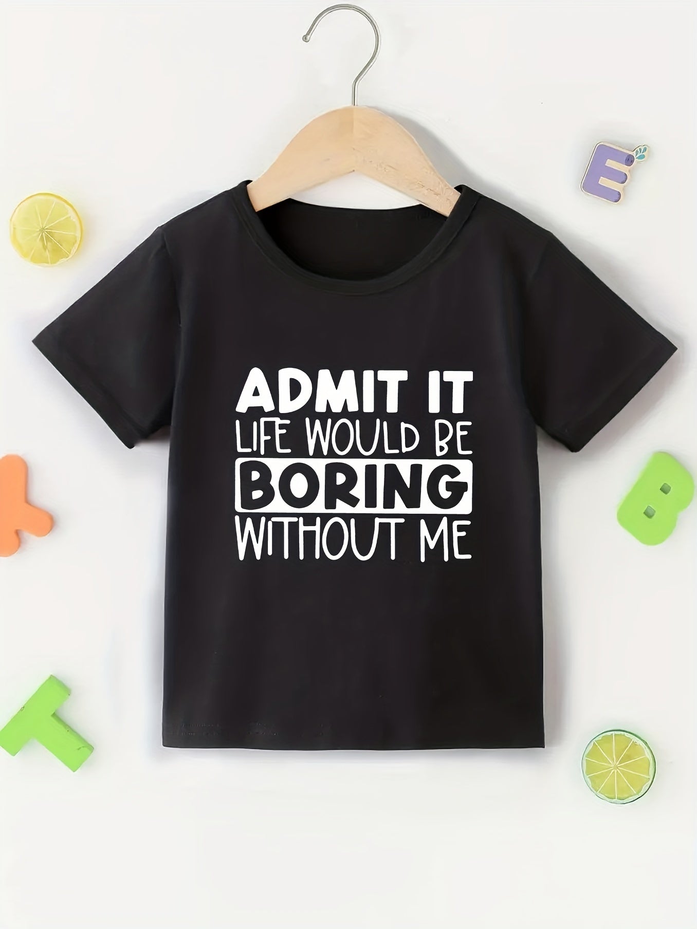 Kids Letter "ADMIT IT" Graphic T-Shirt Casual Crew Neck Tees Top For Summer Toddler Girls And Boys Clothes