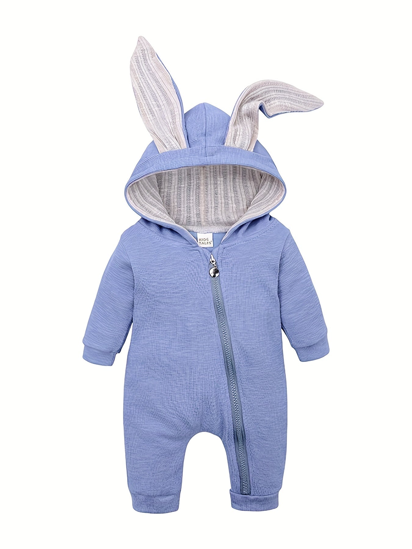 Newborn Baby Long Sleeve Hooded Zipper Jumpsuit With 3D Bunny Ears Kids Clothes