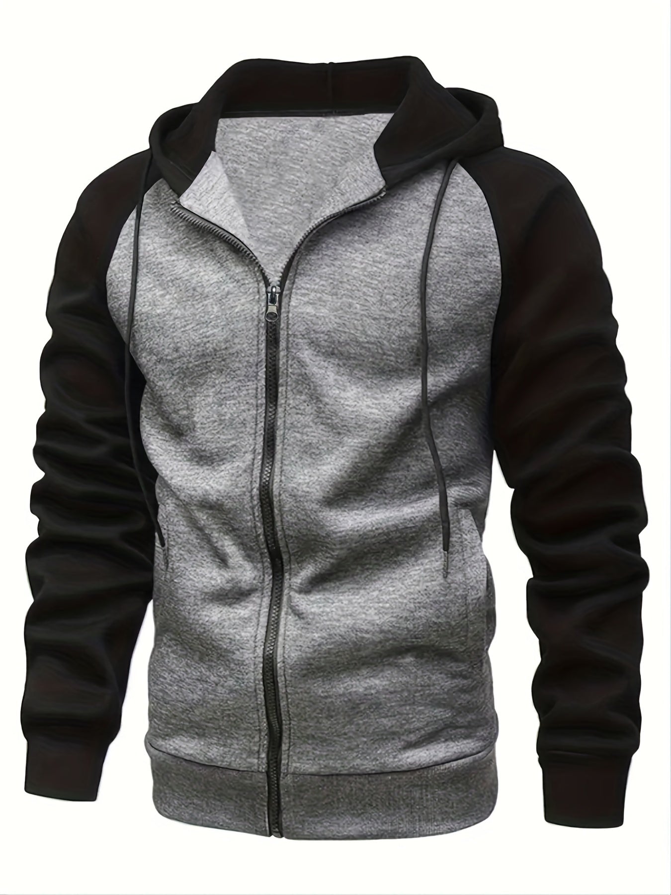 Men's Hooded Sweatshirt Casual Loose Raglan Sleeves Zip Up Hoodie