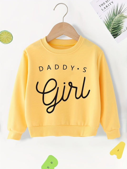 Girls Pullover "Daddy's Girl" Letter Print Round Neck Long Sleeve Sweatshirt