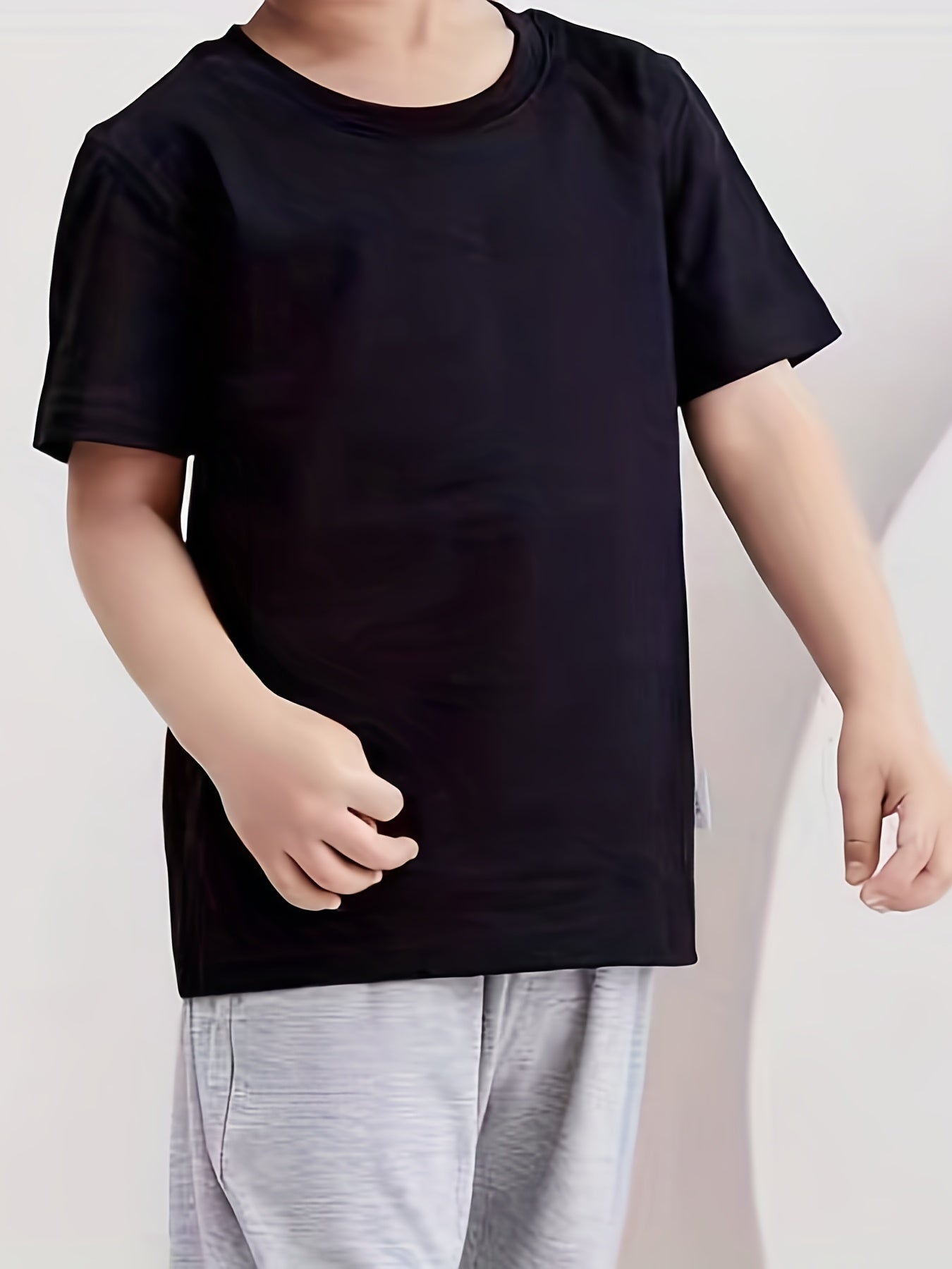 Boys Round Neck T-shirt Tee Top Casual Soft Comfortable For Summer Kids Clothes