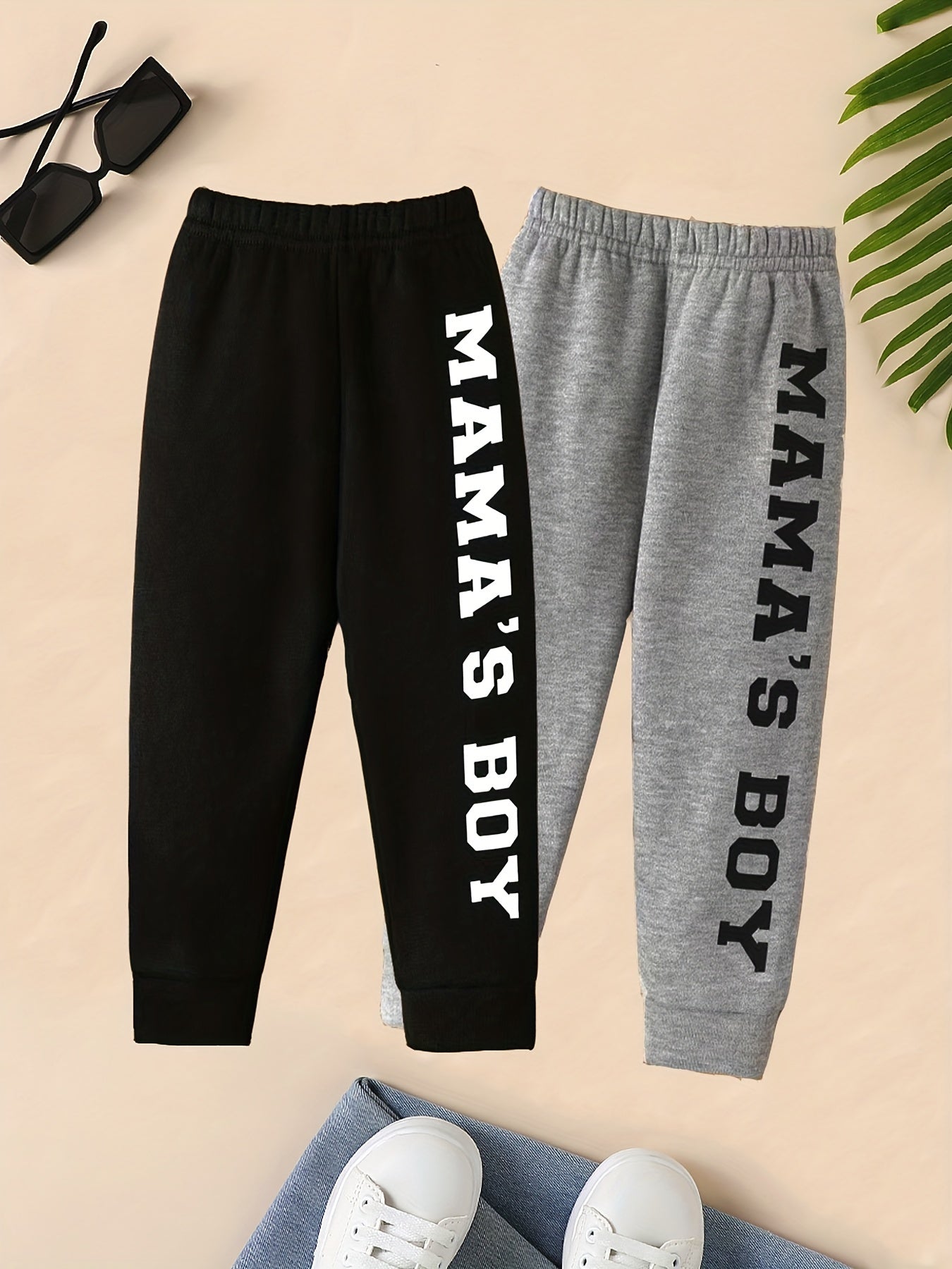 Boys Alphabets Print Sweatpants Elastic Waist Fake Drawstring Sport Jogger Pants Kids Summer Clothes