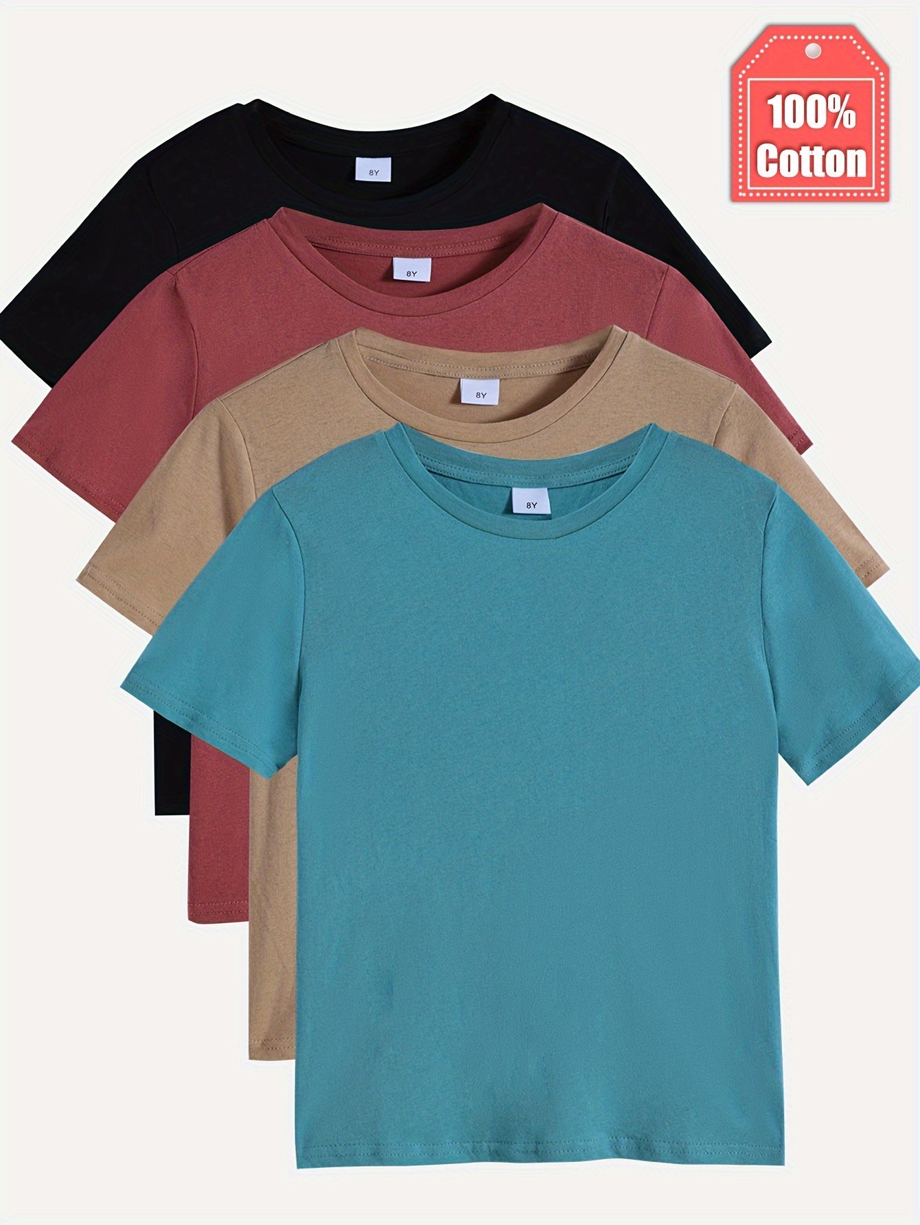 4pcs Solid Thin T-Shirts For Boys - Cool, Lightweight And Comfy Summer Clothes!