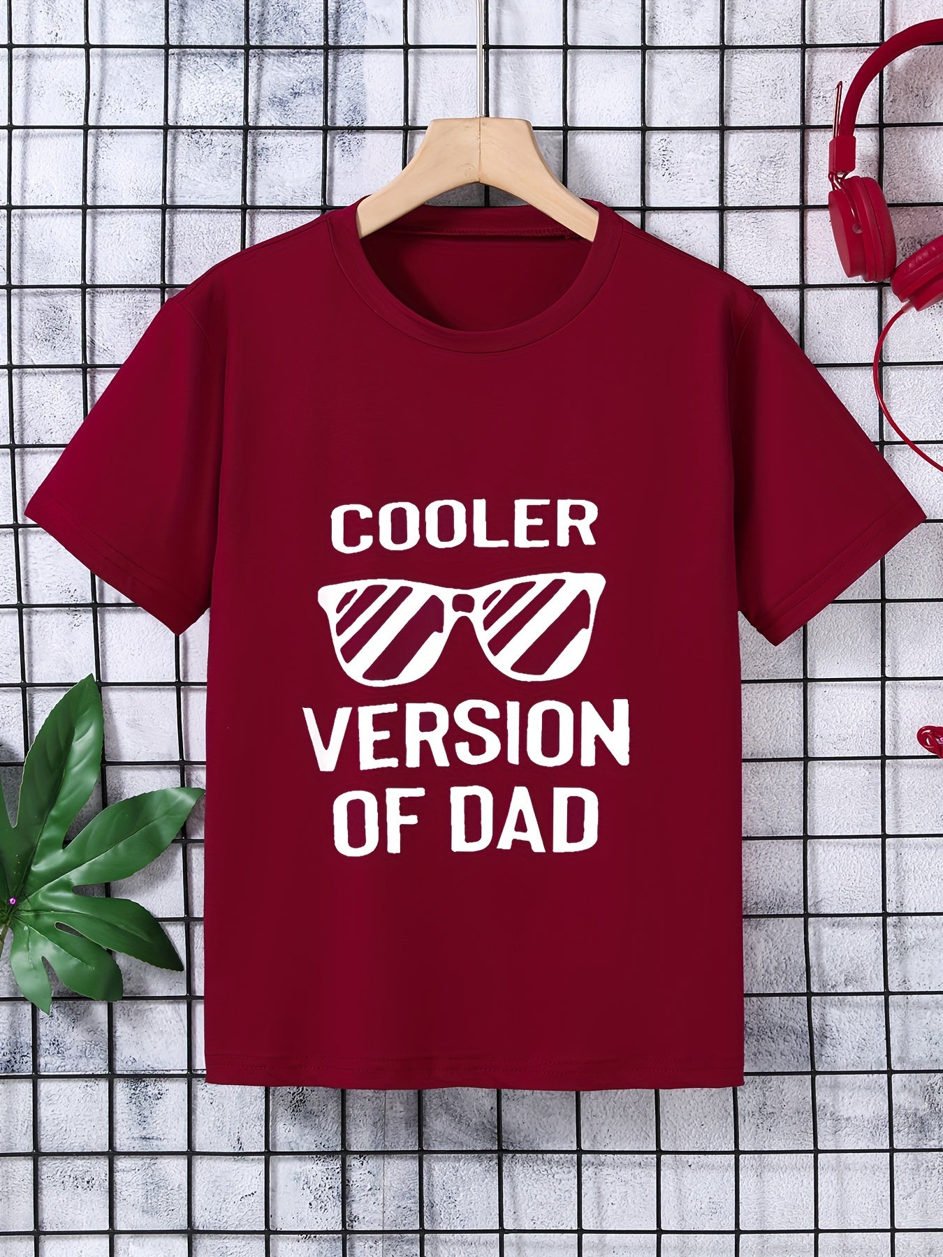 COOLER VERSION OF DAD Letter Print Boys Creative T-shirt, Casual Lightweight Comfy Short Sleeve Tee Tops, Kids Clothes For Summer