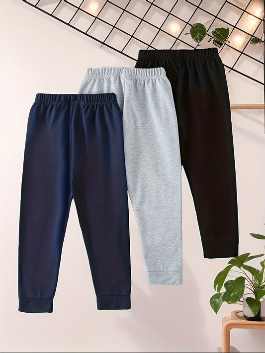 3pcs Kid's Sports Sweatpants, Elastic Waist Jogger Pants, Boy's Clothes For Spring Fall Winter, As Christmas Gift