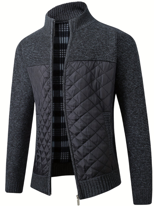 Men's Warm Sweater Casual Jacket, Stand Collar Jacket Coat For Fall Winter